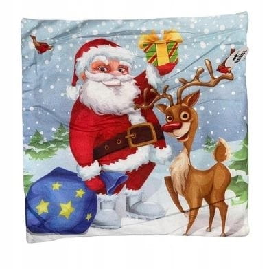 Poszewka świąteczna welurowa z mikołajem 45x45 cm Mikołaj renifer PREZE -