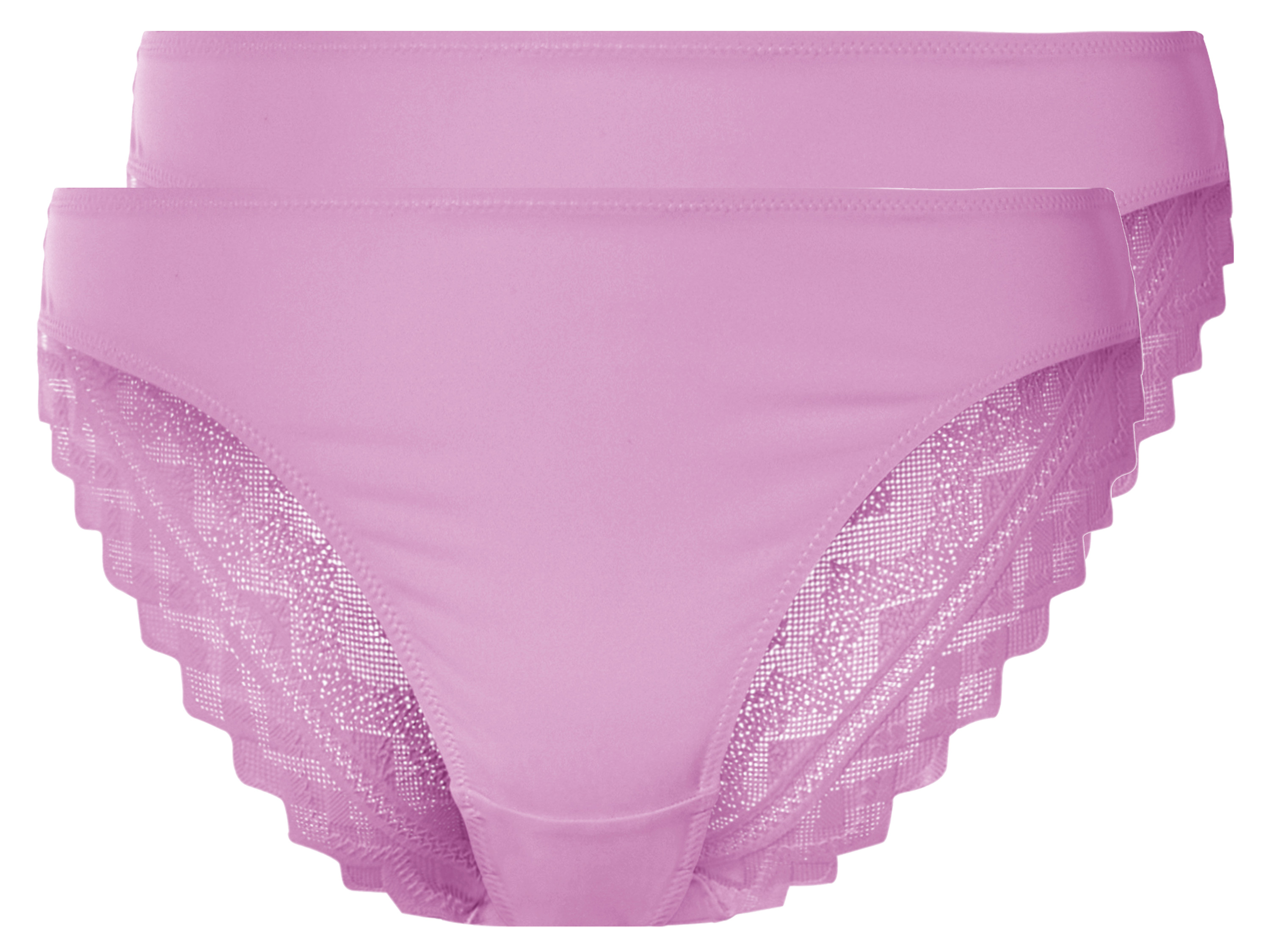 esmara Damskie stringi, 2 sztuki, z elegancką koronką Fioletowy, M 40/42