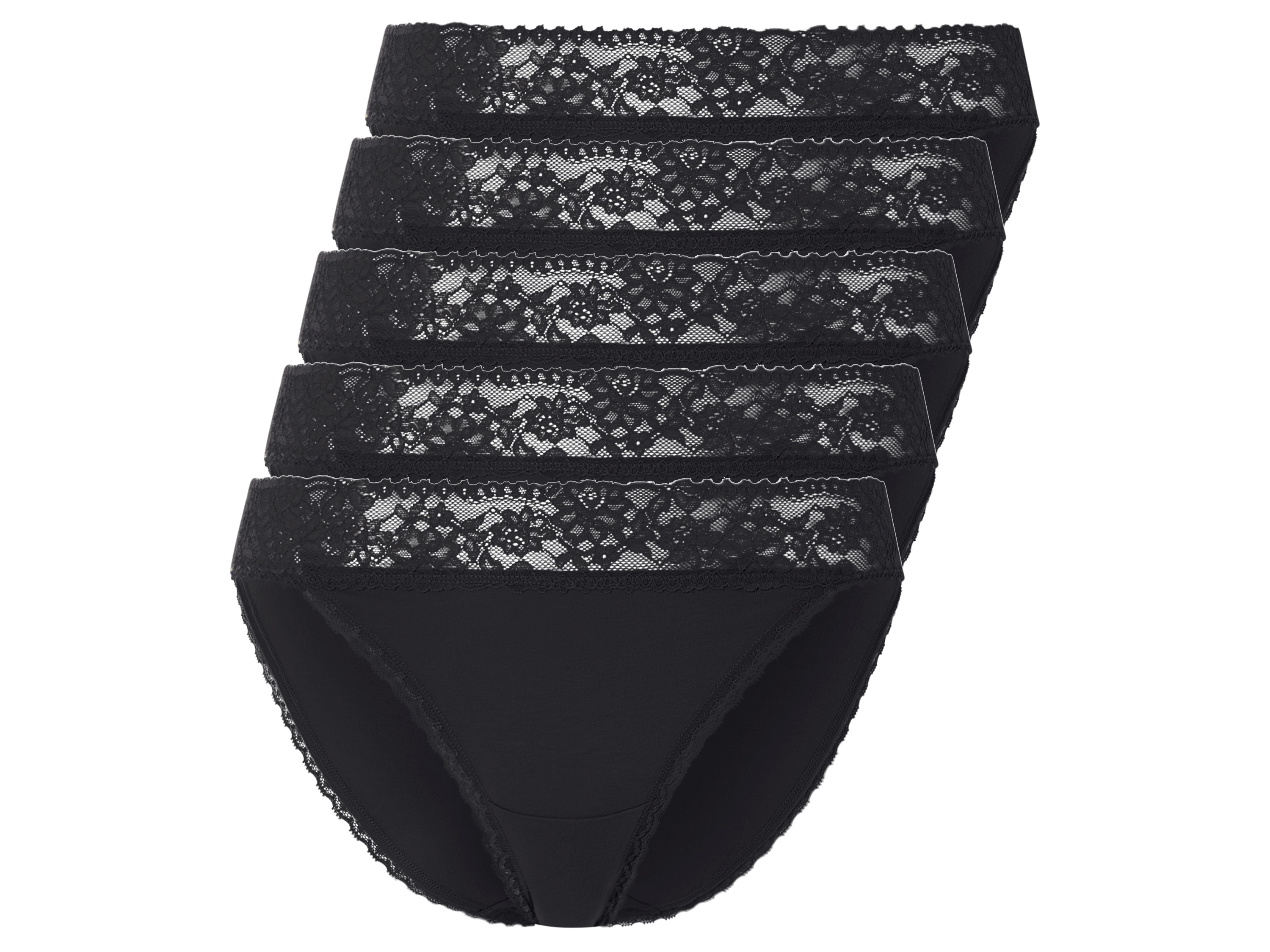esmara Figi damskie z koronką, 5 par Czarny, Xl48/50