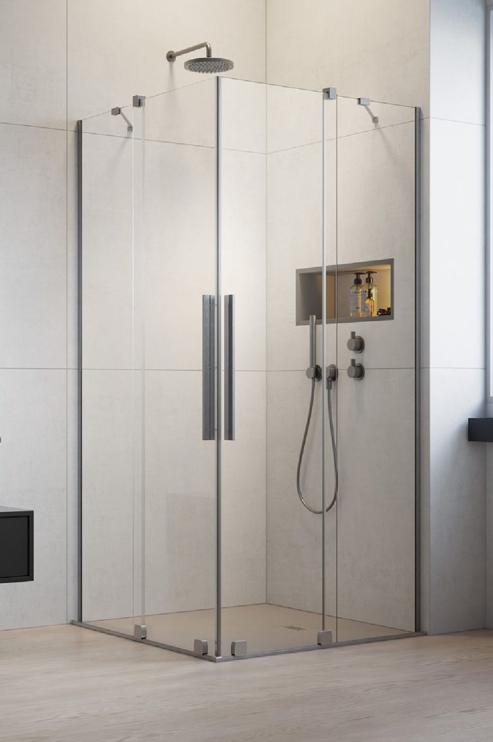 Darmowa Dostawa - Kabina prysznicowa część prawa 80x80 cm kwadratowa szczotkowany/szkło przezroczyste Radaway Furo Brushed Nickel KDD 101050809101R