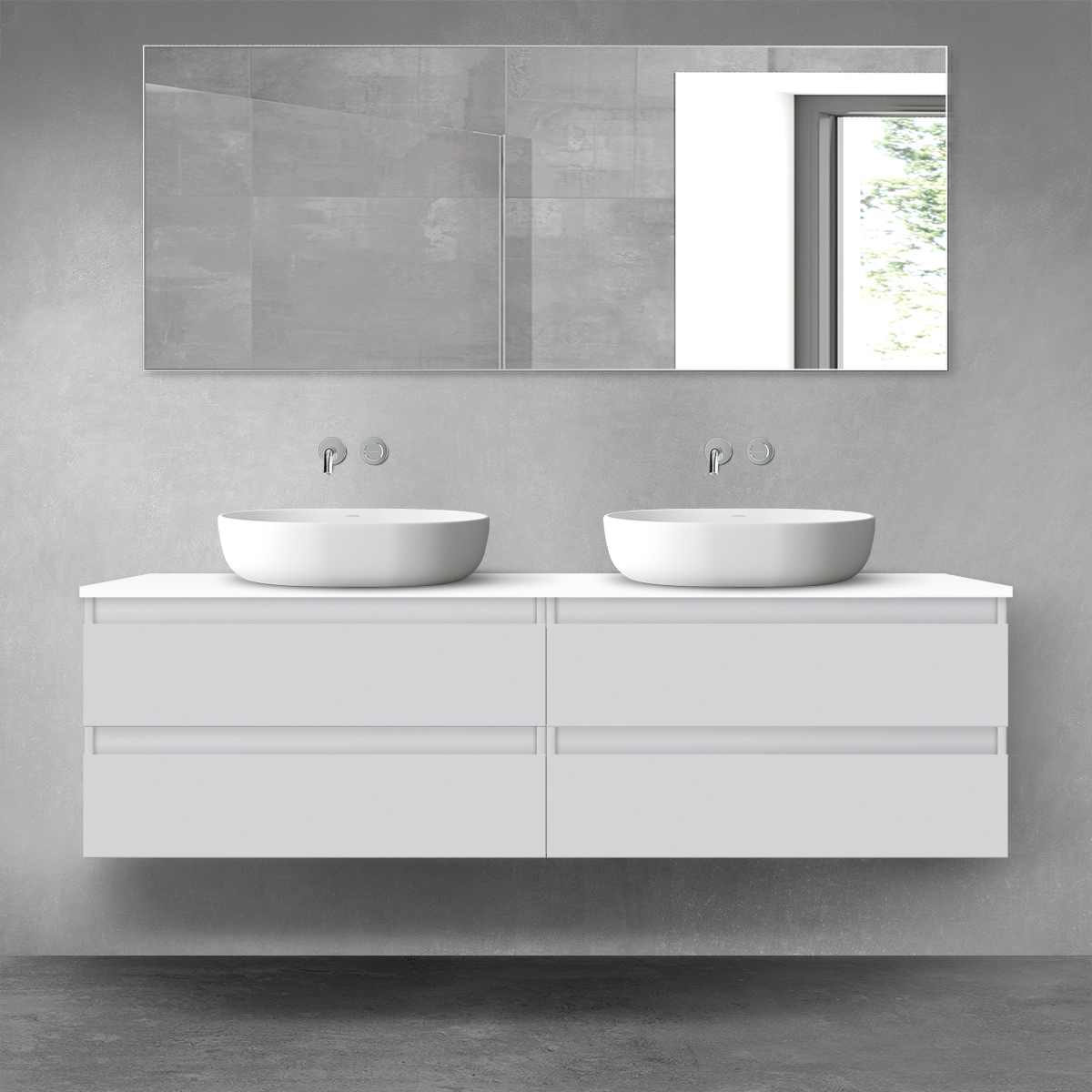 Darmowa Dostawa - Zestaw mebli łazienkowych 160x45.6x47 cm podumywalkowa wisząca biała-szara Oltens Vernal 68361700