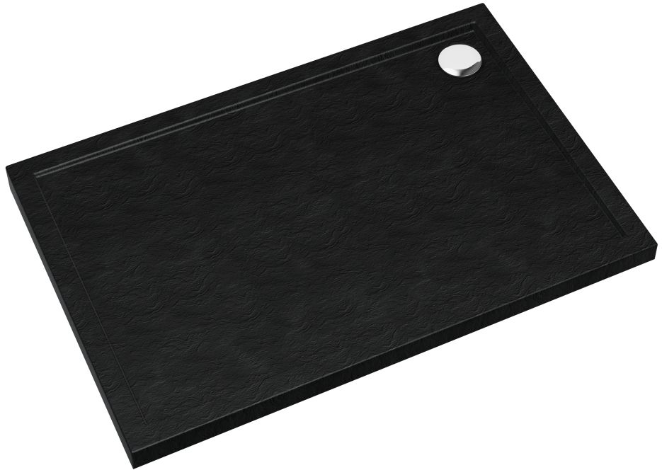Darmowa Dostawa - Brodzik prostokątny z syfonem 120x90 cm czarny Schedpol Caspar New Black Stone 32347CST