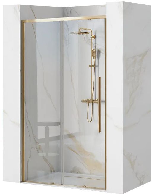 Darmowa Dostawa - Drzwi prysznicowe 120 cm rozsuwane do wnęki Rea Solar Gold REAK6548