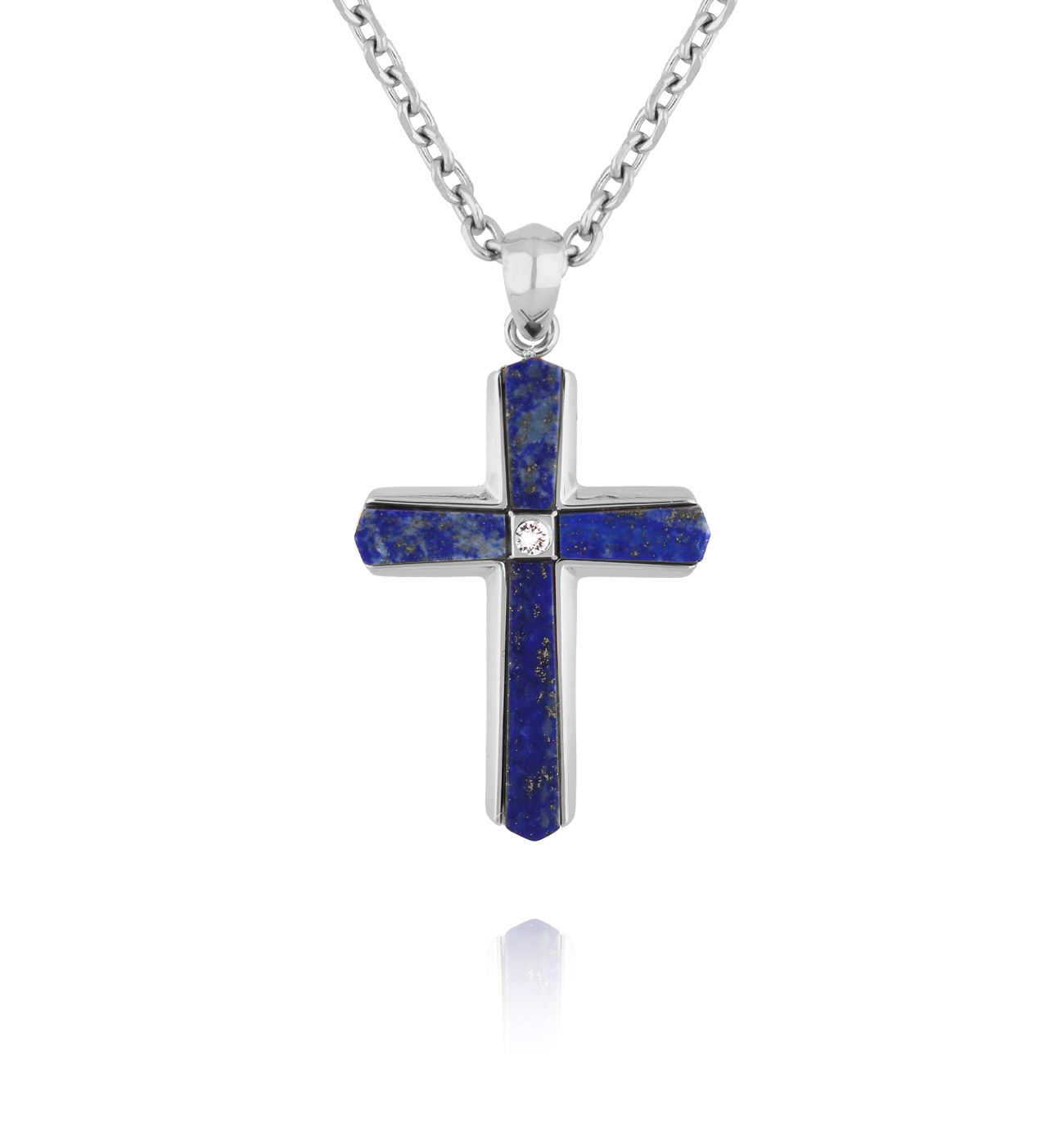 Naszyjnik z krzyżem i lapisem lazuli NMITC0196
