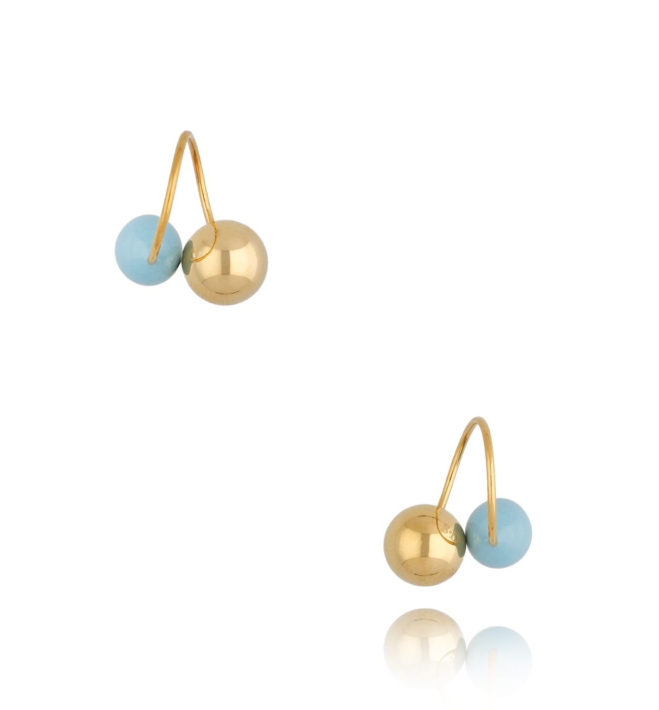 Kolczyki z kulkami i niebieską emalią Enamel Balls - By Dziubeka