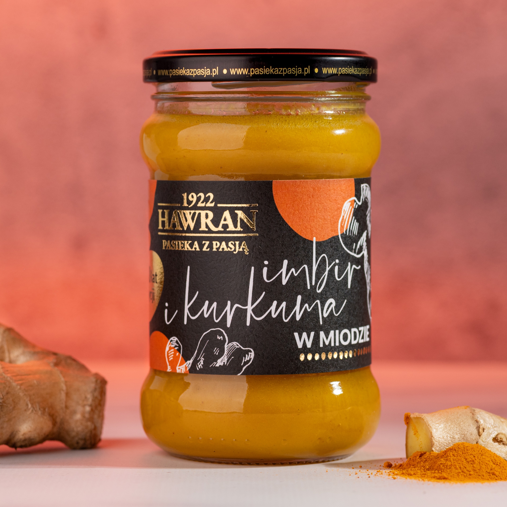 Imbir i kurkuma w miodzie wielokwiatowym 370g - Pasieka z Pasją Hawran