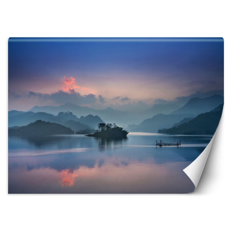 Fototapeta Feeby Widok na jezioro i góry we mgle 350x245 1 szt