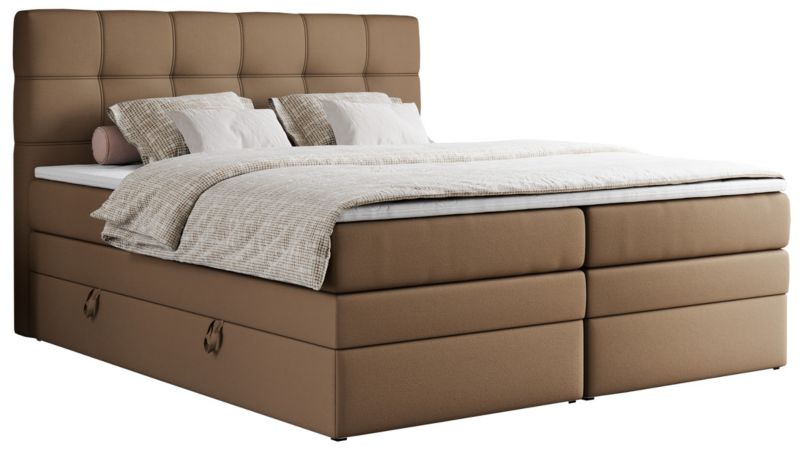 Łóżko kontynentalne MKS Meble ERNI KING 180x200 H3 Brązowy ecoskóra 1szt.