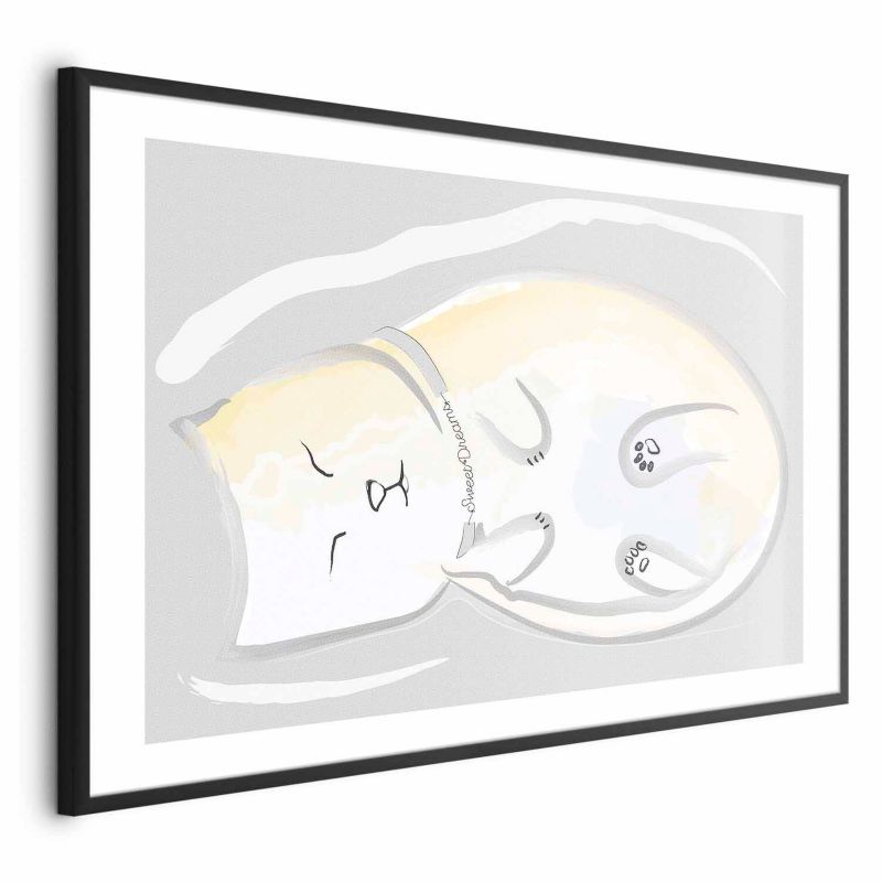 Plakat Artgeist Śpiący kotek 30x21 cm z ramą czarną 1 szt