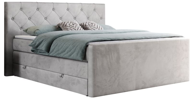 Łóżko kontynentalne MKS Meble KING VELEN 180x200 H3 jasnoszary welwet 1szt.