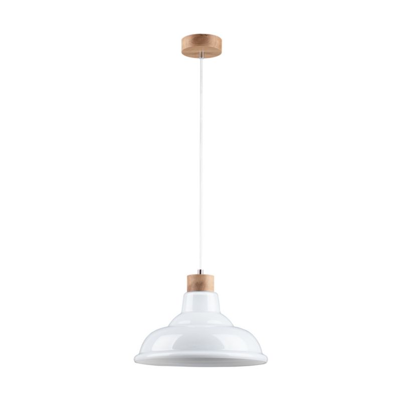 Drewniana Lampa Wisząca SPOT Light 1xE27 Max.60W Dąb Olejowany FSC, Biały Szklany Klosz, Polski Producent, 1szt.