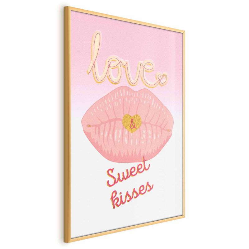 Plakat Artgeist Sweet Kisses 60x90 cm z ramą złotą 1 szt