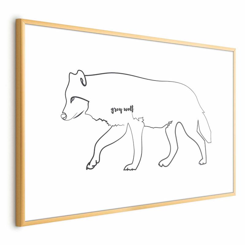 Plakat Artgeist Wilk 30x21 cm z ramą złotą 1 szt
