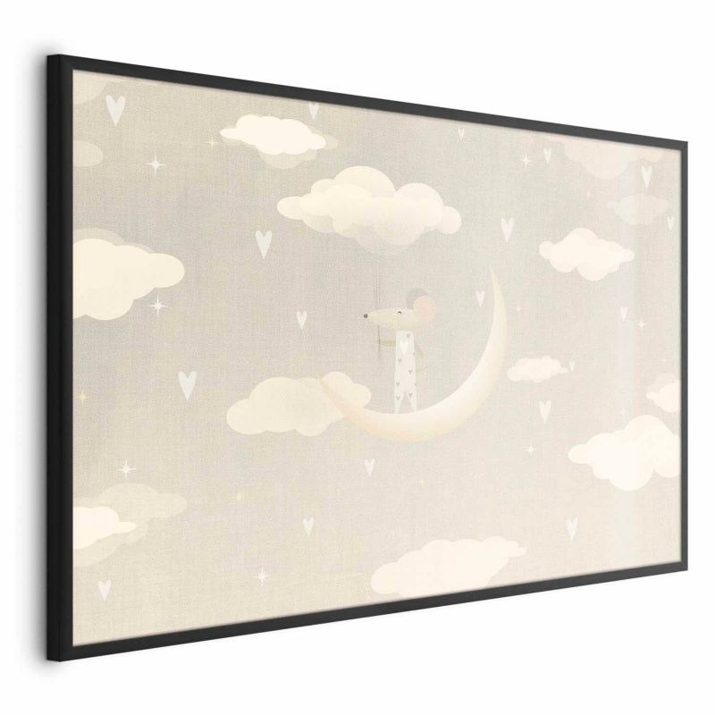Plakat Artgeist Myszka na księżycu 30x21 cm z ramą czarną 1 szt