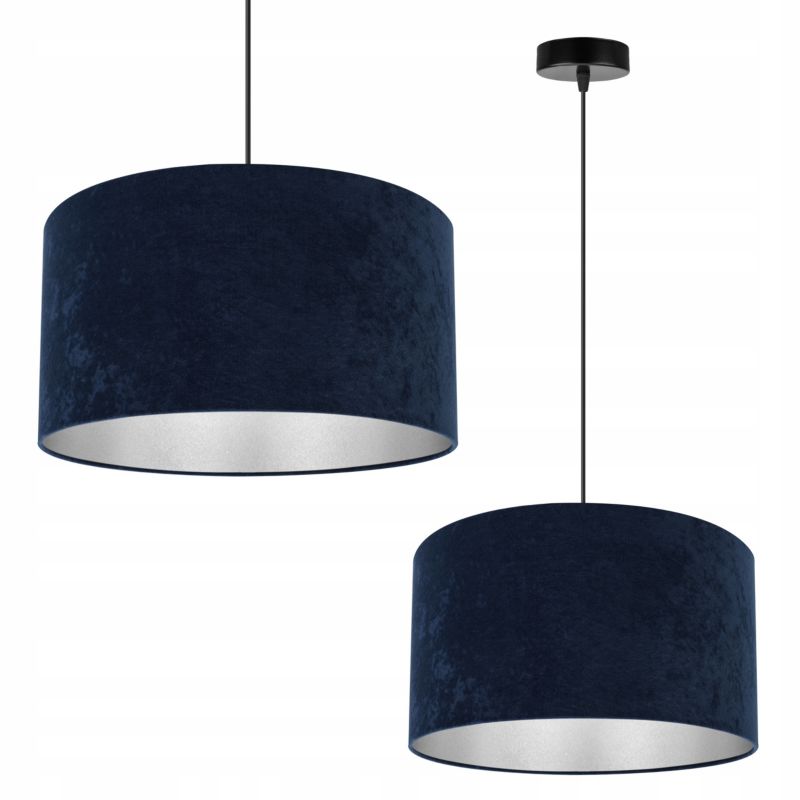 Lampa sufitowa wisząca Light Home LH Mediolan Welur 1x E27 60W ciepły granatowy/srebrny 35cm 1szt.