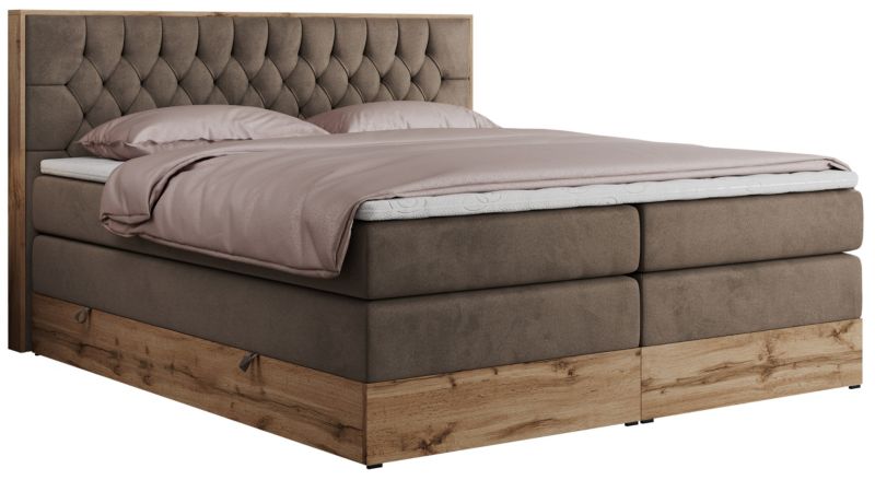 Łóżko kontynentalne MKS Meble AMORE KING 200x200 H3 brązowy welwet 1szt.