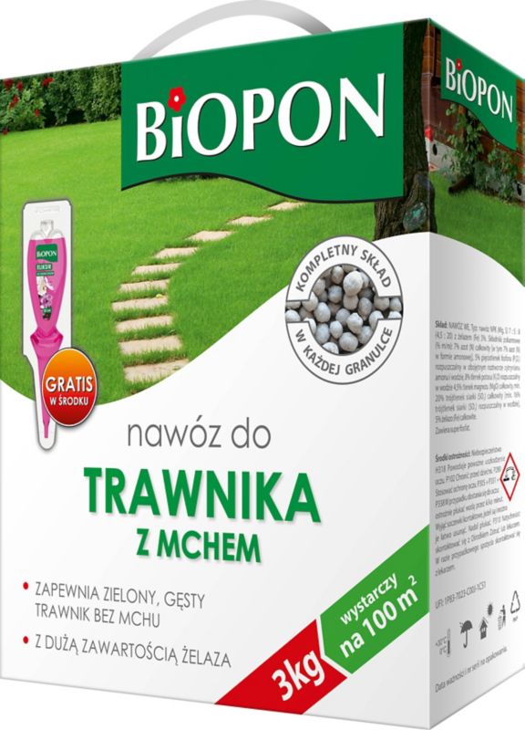 Nawóz do trawnika z mchem Biopon 3 kg