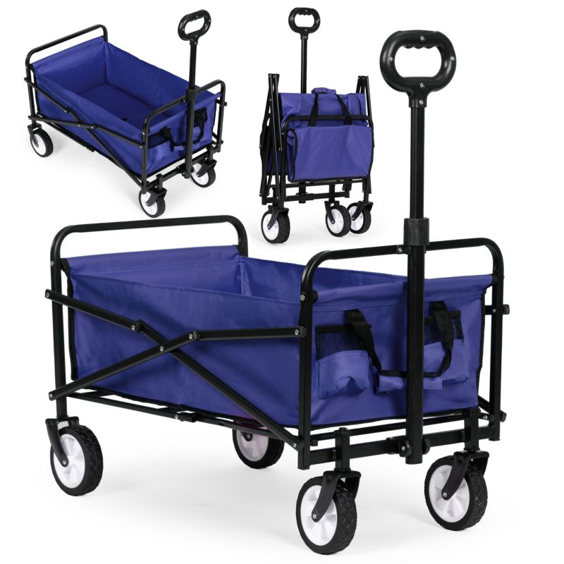 Wózek plażowy MultiGarden transportowy ogrodowy składany niebieski 48x90 cm 1 szt.