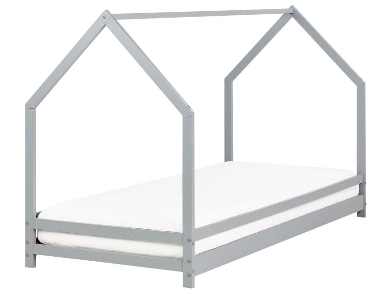 Łóżko dziecięce domek drewniane 90 x 200 cm szare Appy 1 szt.