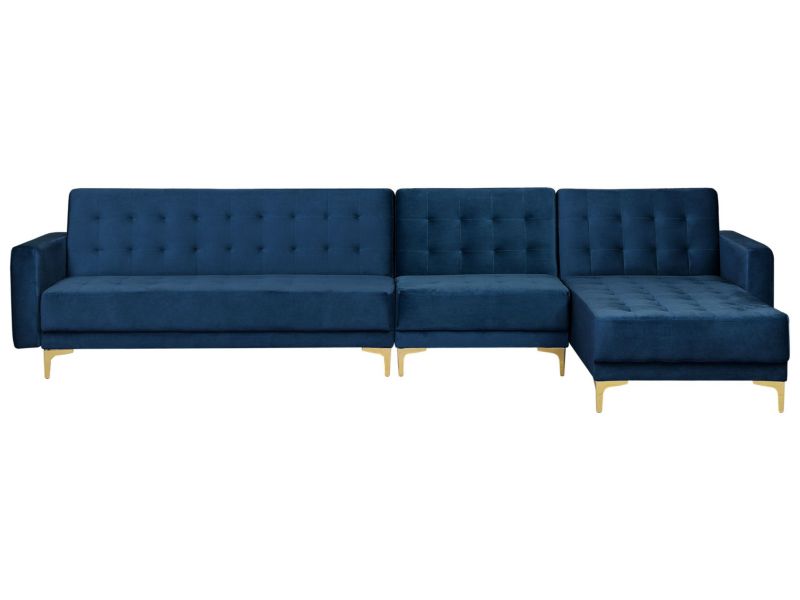 Sofa narożna Aberdeen Welur Granatowy Lewostronny 1 szt.