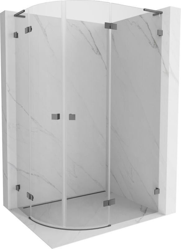 Kabina prysznicowa Mexen Lunar L półokrągła uchylna prawa 90 x 80 cm transparent gun metal 1 szt.