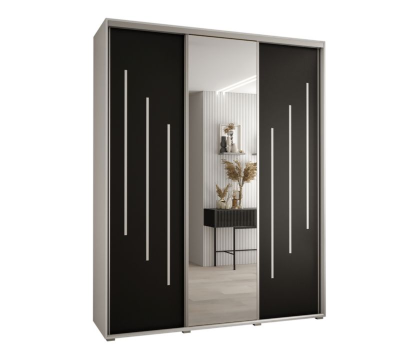 Szafa przesuwna Abiks DAVOS 9 wysoka szer.200cm gł.45cm biały/czarny/srebrny 1szt.