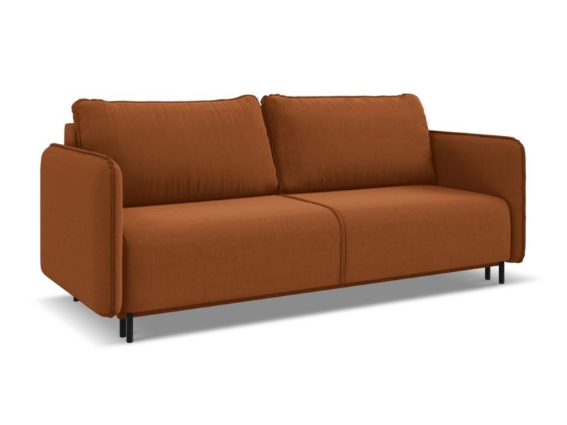Kanapa 3-osobowa z funkcją spania Makamii Luana z weluru 226x92 cm terakota 1 szt.
