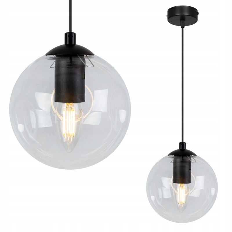 Lampa sufitowa wisząca Light Home LH Monako 1x E27 60W czarny/bezbarwny 1szt.
