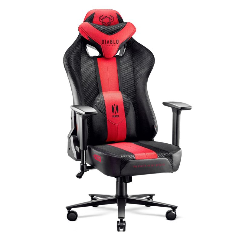 Fotel gamingowy biurowy materiałowy XL Diablo X-Player 2.0 antracytowo-karmazynowy 1 szt