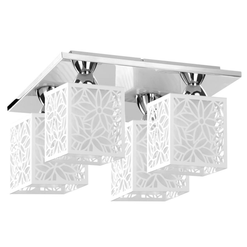 Lampa Sufitowa SPOT Light 4xE27 Max.60W Klasyczne Połączenie Chromu i Bieli od Polskiego Producenta, 1 szt.