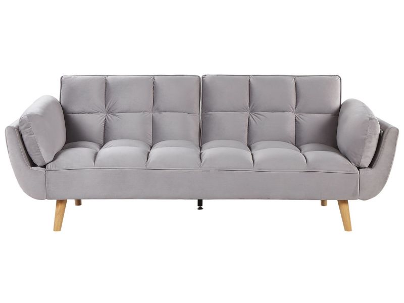 Sofa rozkładana Asby Jasnoszary Welur 1 szt.