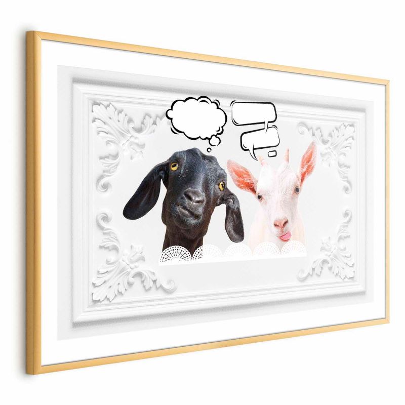 Plakat Artgeist Śmieszne kozy 90x60 cm z ramą złotą 1 szt