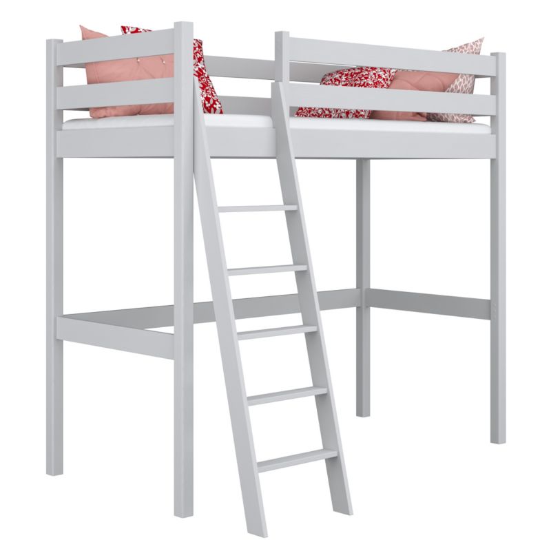 Drewniane łóżko na antresoli N-WOOD N03 120x200 popielaty 1 szt.