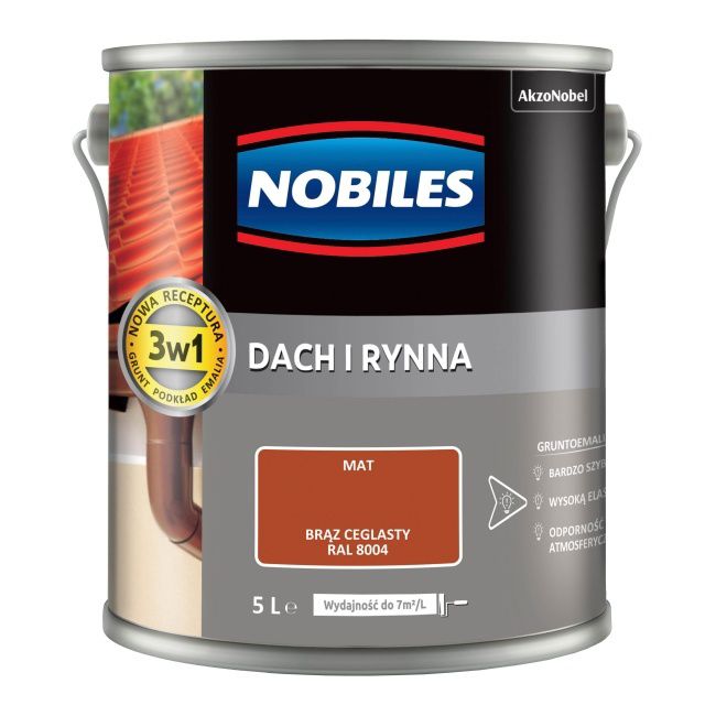 Emalia Nobiles Dach i Rynna brąz ceglasty 5 l