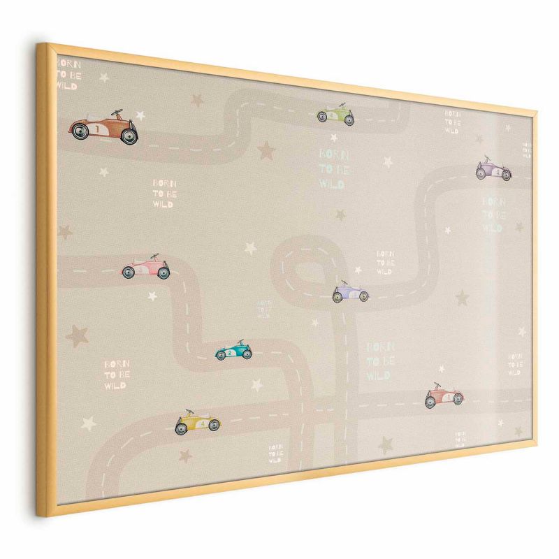 Plakat Artgeist Wyścigowe autka 42x29,7 cm z ramą złotą 1 szt
