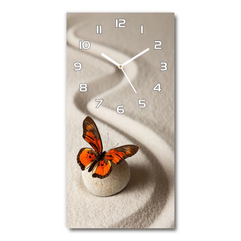 Zegar szklany Tulup Kamień zen i motyl 30x60 cm cichy 1 szt.