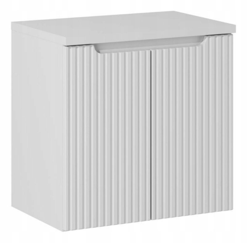 Szafka pod umywalkę Furnidea 60 cm wisząca z blatem biały mat Nova White 2 drzwi 1 szt.