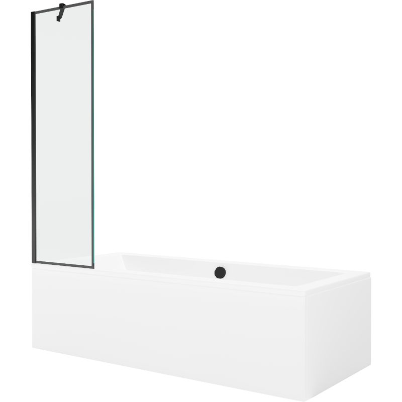 Wanna prostokątna Mexen Cube 170 x 80 cm z obudową i parawanem 1-skrzydłowym 50 cm czarny wzór 550517080X9505007070 1 szt.