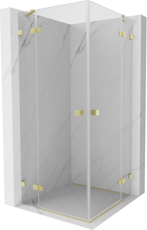 Kabina prysznicowa Mexen Lunar Duo uchylna 115 x 115 cm transparent złota szczotkowana 1 szt.