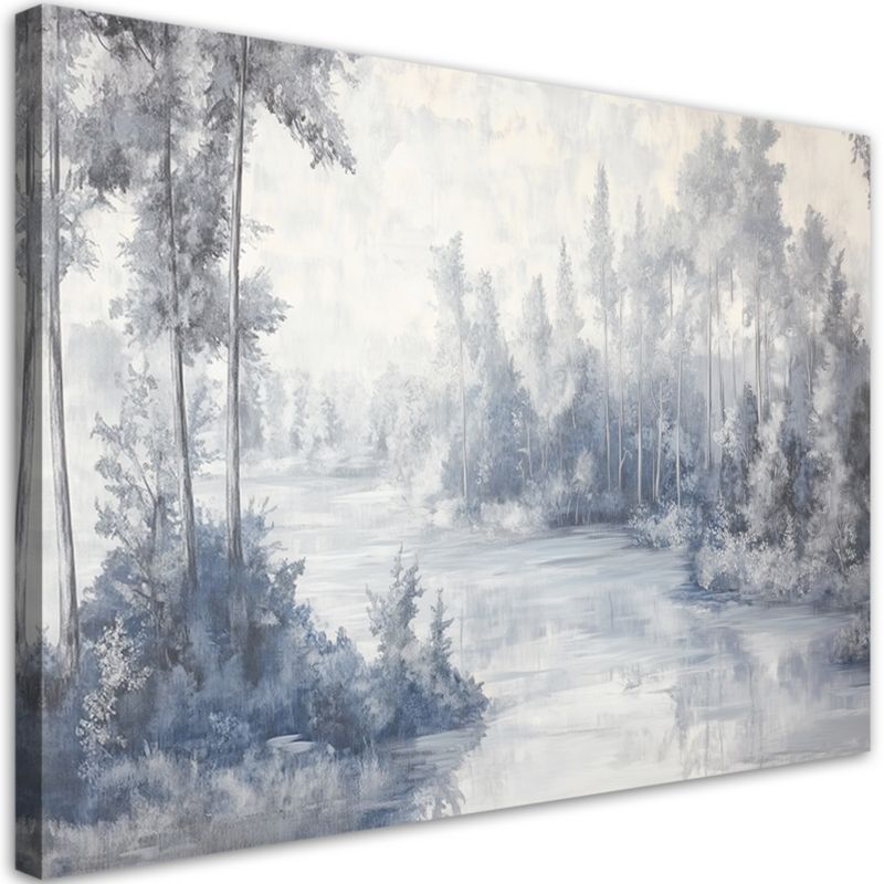 Obraz do salonu sypialni Feeby Rzeka Drzewa Pejzaż Szary 100x70 cm 1szt