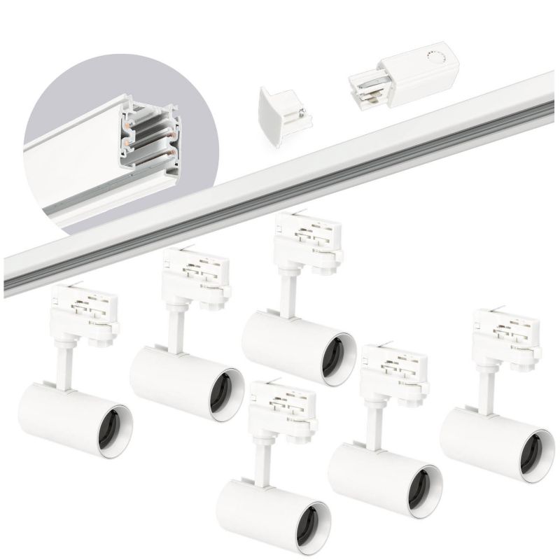 Oświetlenie szynowe 3 fazowe Kobi szyna 2m, 6x Lampa 1kpl.