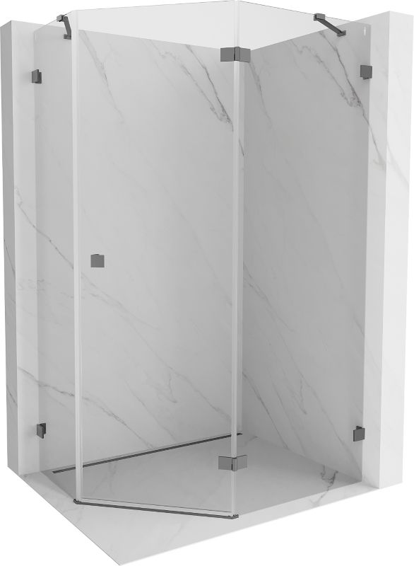 Kabina prysznicowa Mexen Lunar pięciokątna uchylna prawa 80 x 100 cm transparent gun metal 1 szt.