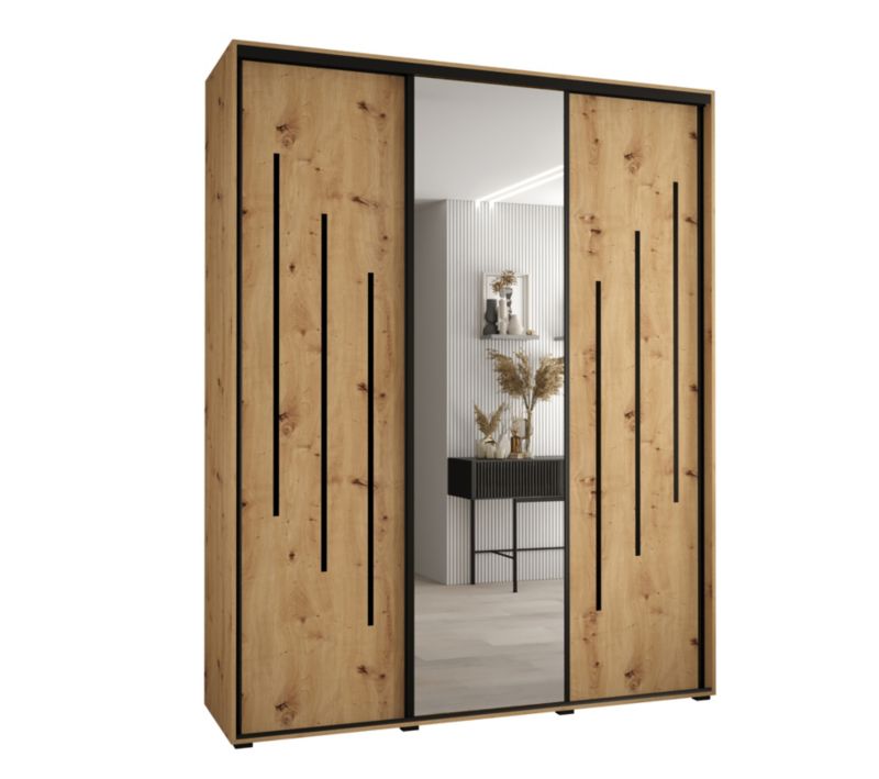Szafa przesuwna Abiks DAVOS 9 wysoka szer.190cm gł.60cm artisan/artisan/czarny 1szt.