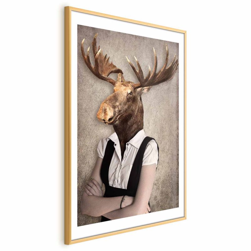 Plakat Artgeist Łebski łoś 60x90 cm z ramą złotą 1 szt