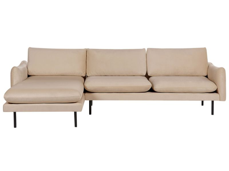 Sofa narożna prawostronna Vinterbro Beżowy Welur Prawostronny 1 szt.