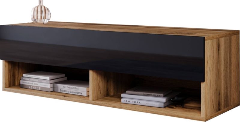 Szafka RTV MINIO go for it ANNE 100 cm dąb wotan/czarny połysk ,1 szt.