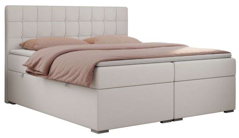 Łóżko kontynentalne MKS Meble CARMEN 140x200 H3 biały ekoskóra 1szt.