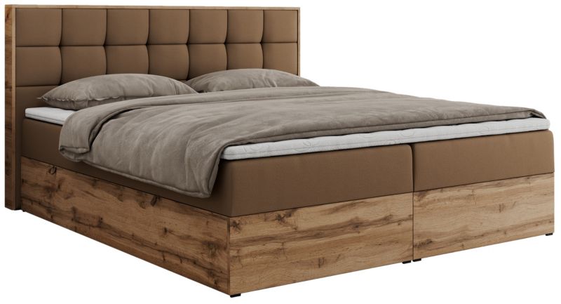 Łóżko kontynentalne MKS Meble ALBERO 1 160x200 H3 Brązowy ecoskóra 1szt.