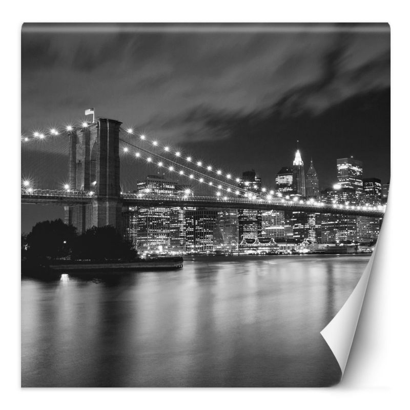 Fototapeta Feeby Most brookliński rozświetlony nocą Nowy Jork 200x200 1 szt