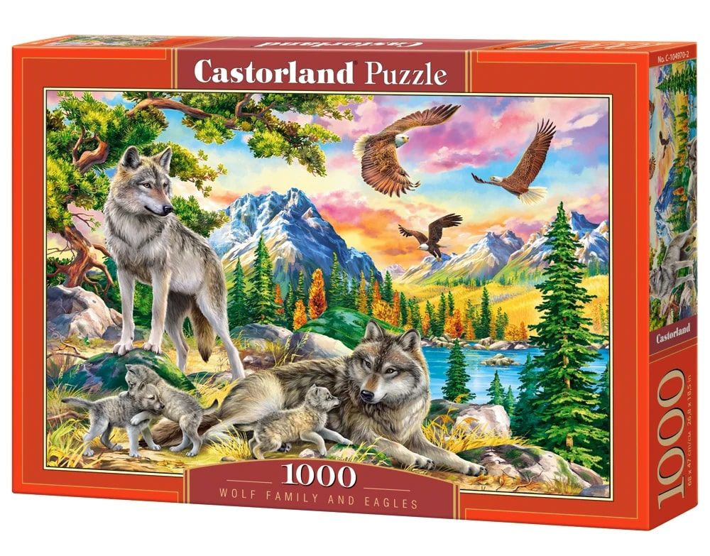 Puzzle 1000 el. Wolf Family and Eagles Castorland